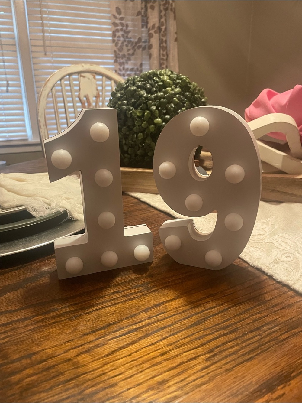 Decorative Light-Up Number '19' - White